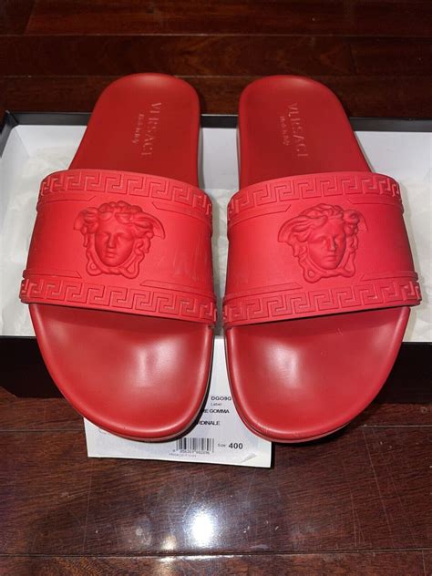 womens red versace slides|versace slip on sandals women's.